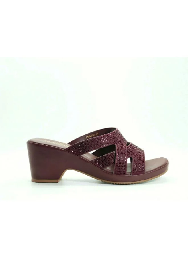 Michelle Morgan Bordo 092-3072 Michelle Morgan Women's Embellished Multi-Strap Block Heel Sandals 514RJ21G Bordo for Women | Best Price UAE