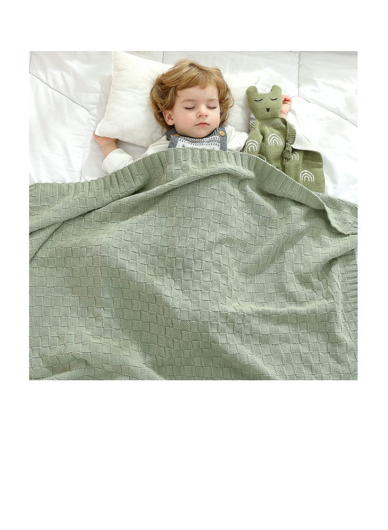 KASTWAVE Baby Blanket Knit Toddler Blankets, Cable Blanket, Receiving Infant Swaddle Nursery Perfect for Newborn Boy and Girl (Green )  - Image 2