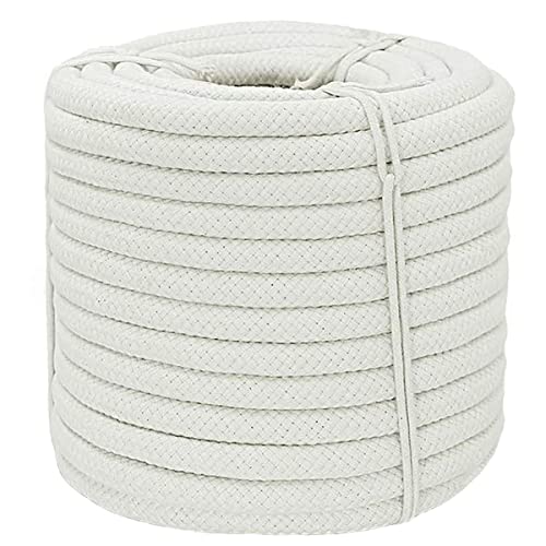 YUZENET Braided White Cotton Rope (3/4 inch x 50 ft) Natural Soft Utility Rope - Image 1