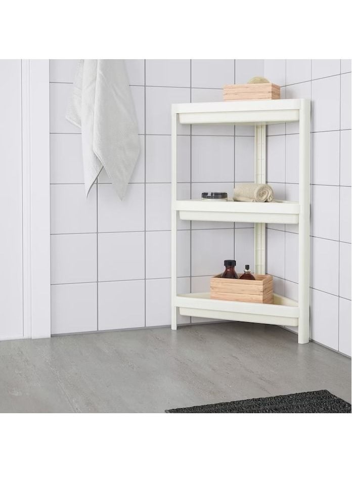 Rubik Corner Shelf Bathroom Storage Organizer (33x33x71cm) White  - Image 2