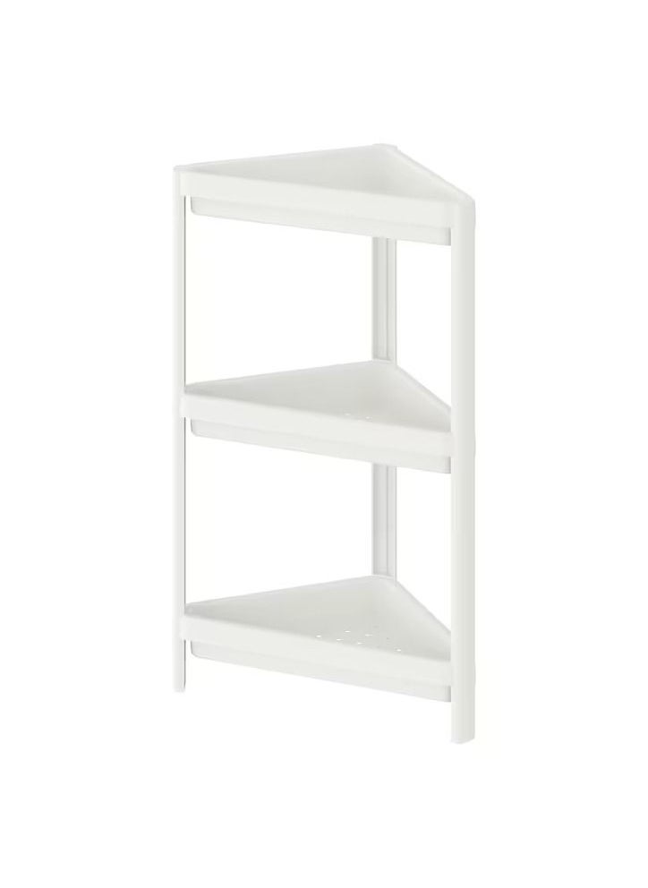 Rubik Corner Shelf Bathroom Storage Organizer (33x33x71cm) White  - Image 1