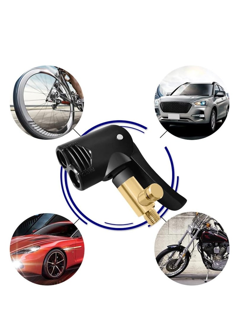 Generic - 2PCS Dual Head Bike Track Pump Head, Bicycle Tyre Air Pump Valve Adapter Connector for Mountain Bike/Road Bike, Bike Replacement Accessories - Image 1