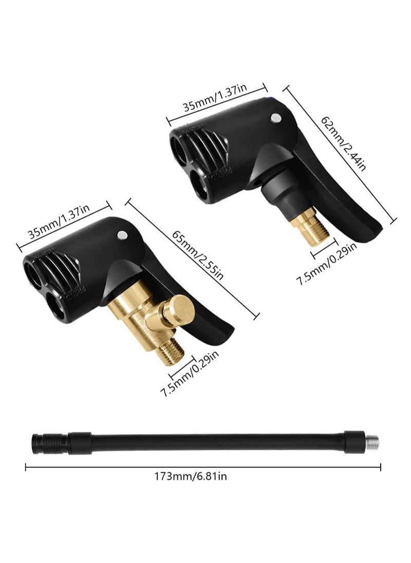 Generic - 2PCS Dual Head Bike Track Pump Head, Bicycle Tyre Air Pump Valve Adapter Connector for Mountain Bike/Road Bike, Bike Replacement Accessories - Image 1