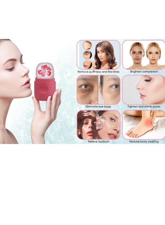 general 2 Pack of Ice Mold for Face, Facial Ice Mold with Cleaning Message Brush,Face Icer Holders for Skin Care Silicone Ice Roller Summer Gift(Pink and Yellow) - Image 4