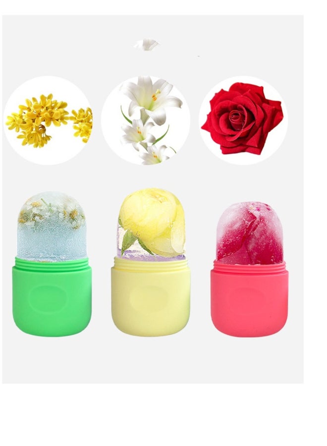 general 2 Pack of Ice Mold for Face, Facial Ice Mold with Cleaning Message Brush,Face Icer Holders for Skin Care Silicone Ice Roller Summer Gift(Pink and Yellow) - Image 3