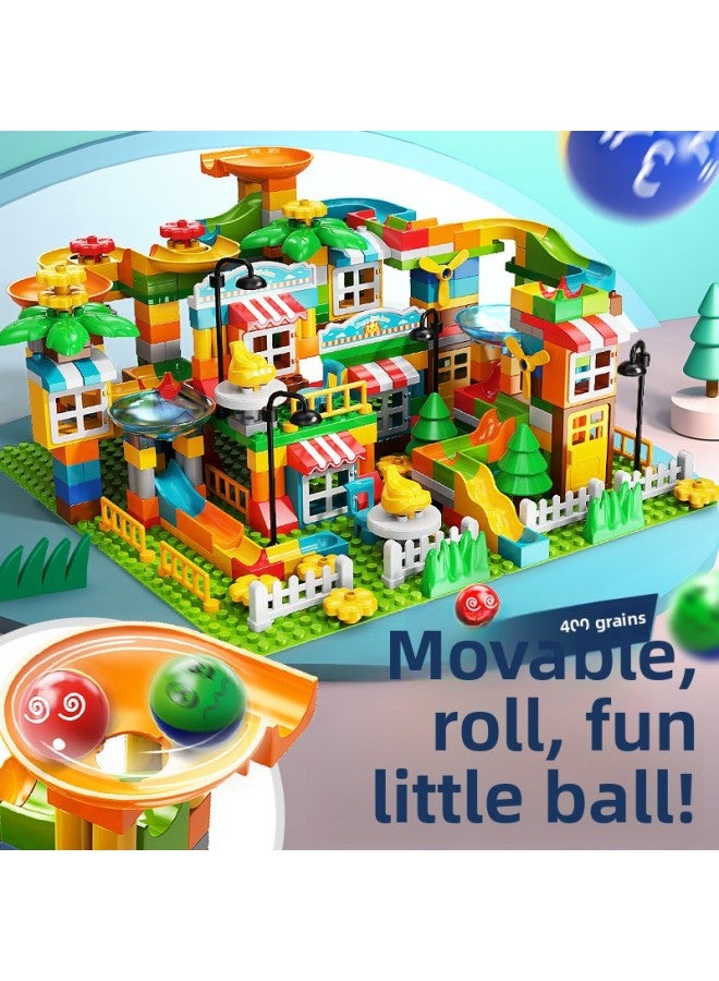Fei Le 1625-1 Large Particle 4-in -1 Assembled City Slide Track Children's Brain Toys For Girls To Benefit Intelligence-Color:100 Particle Slide  - Image 1