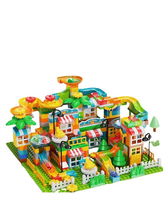 Fei Le 1625-1 Large Particle 4-in -1 Assembled City Slide Track Children's Brain Toys For Girls To Benefit Intelligence-Color:100 Particle Slide  - Image 5