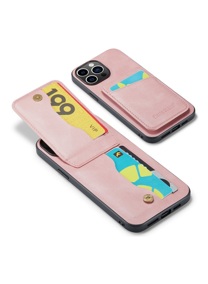 15 Pro Max Artificial Leather Case Pink【Multifunctional Card Position】【Study Kickstand】Camera&Screen Protection, Anti-Theft, Artificial Leather Case for iPhone 15 Pro Max 6.7inch Pink  - Image 2