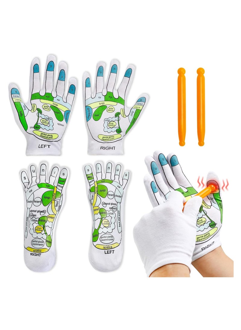 General 4PCS Reflexology Socks & Gloves Tool Set, Hand Spa Reflexology Tool Massage & Foot Massage Strap for Ladies & Men's Fatigue Relief  - Image 1