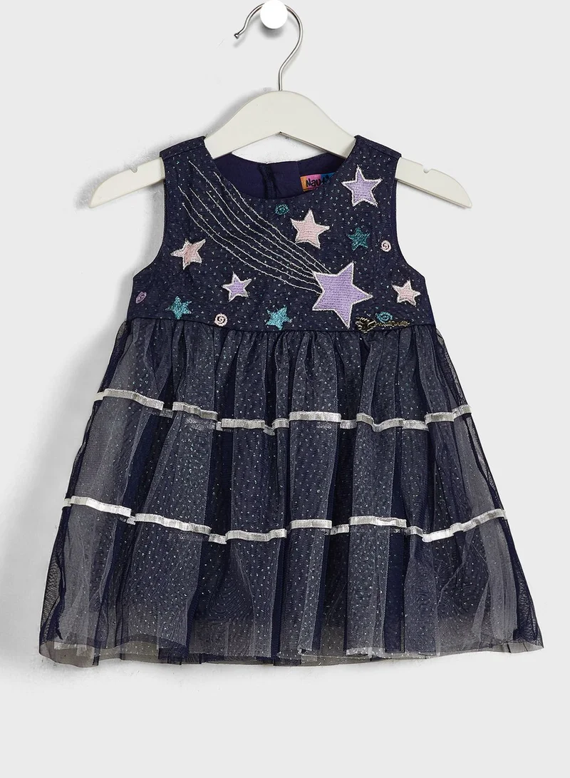 Nautinati Girls Embroidered Glittered Dress
