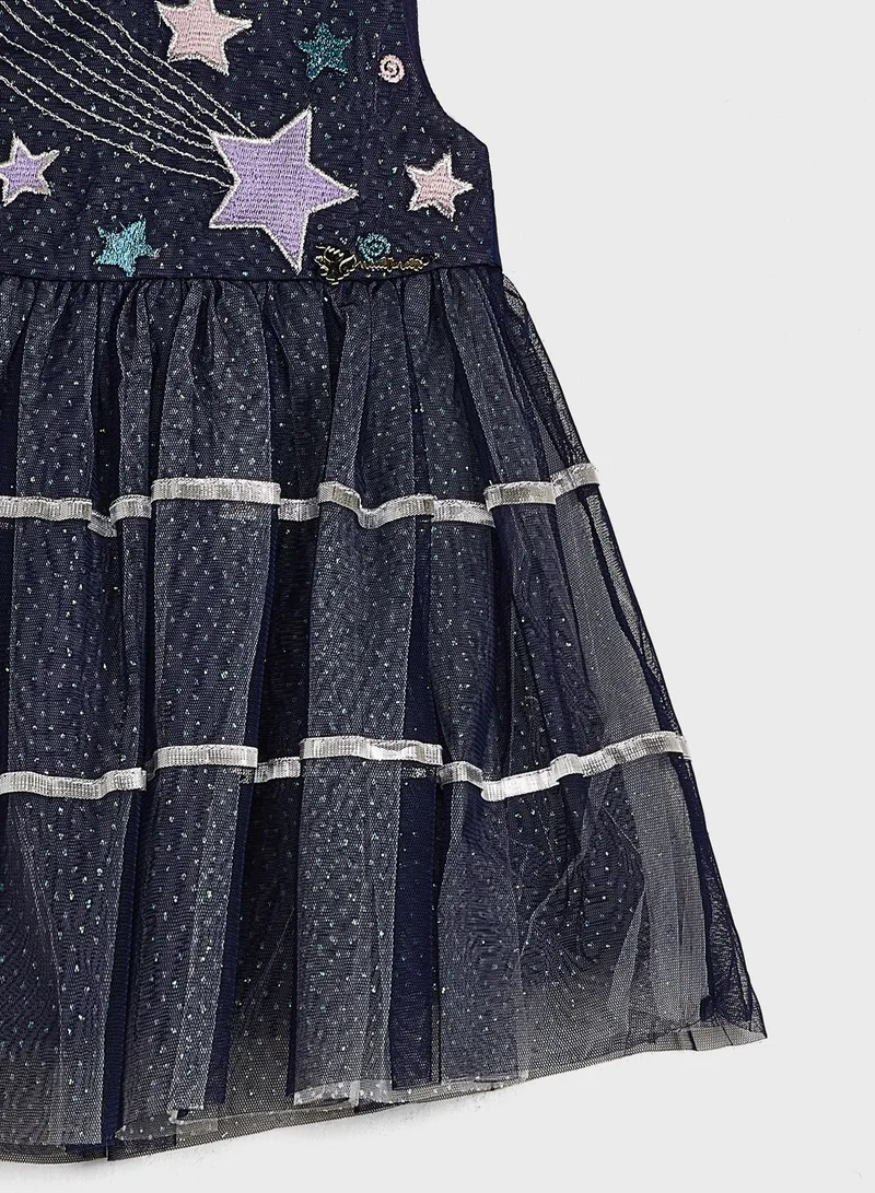 Nautinati Girls Embroidered Glittered Dress