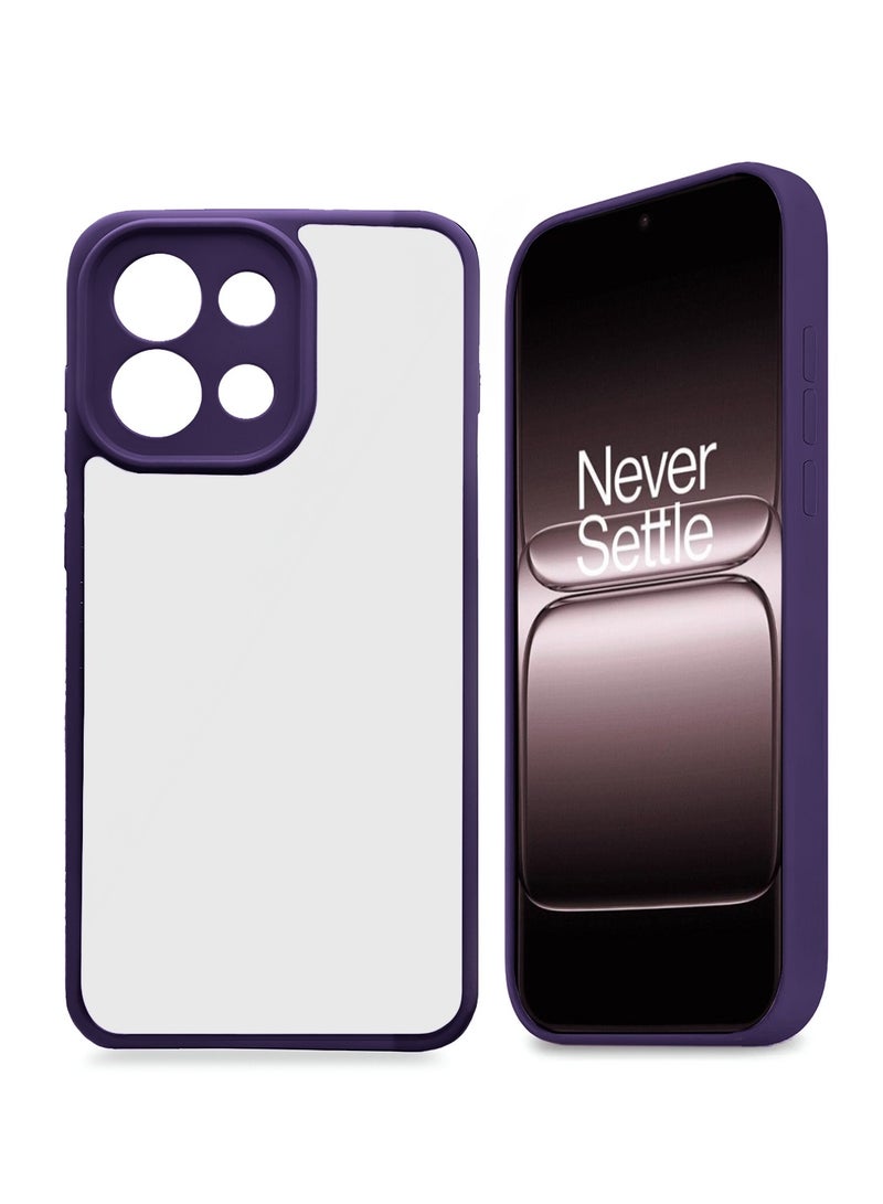 Wtech OnePlus 13T 5G 2025 Shockproof Silicone Soft TPU Back PC Protective Phone Cover Case - Clear/Eggplant Purple - Image 2