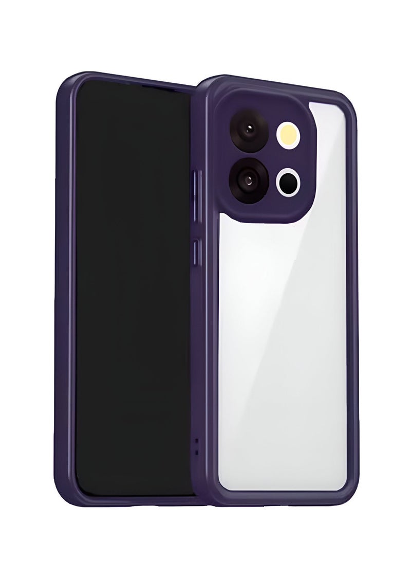 Wtech OnePlus 13T 5G 2025 Shockproof Silicone Soft TPU Back PC Protective Phone Cover Case - Clear/Eggplant Purple - Image 1