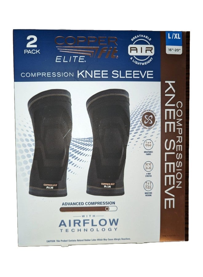 Copper Fit Copperfit Elite Air Knee Compression Support Knee Sleeve for Joint Pain and Arthritis Relief L/XL - 2 Pack, Large - Image 1