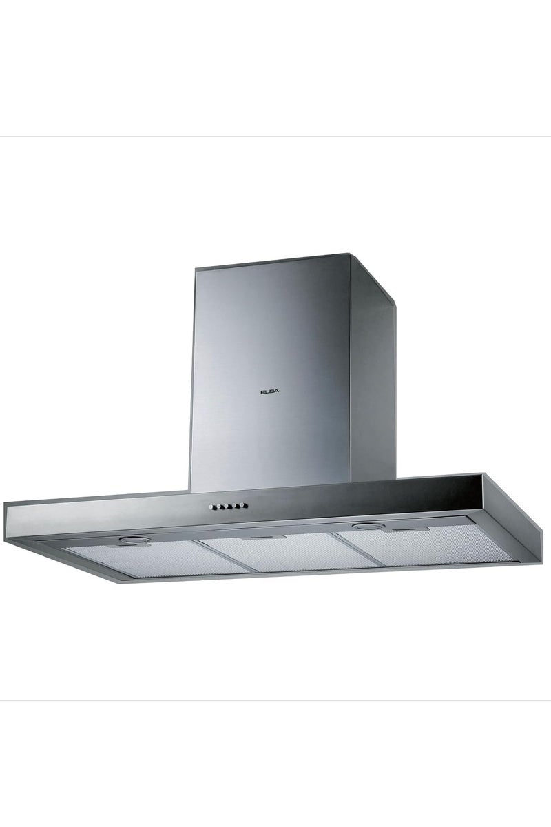 ELBA - 90cm Wall-Mounted Kitchen Hood - 1100m³/h Airflow - 3 Speeds - LED Lights - Push Button Control - Aluminum + Carbon Filters - Oil Cap - Stainless Steel - Italian Technology