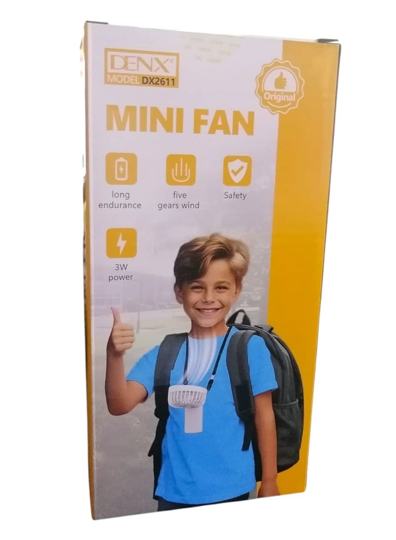 دينكس مروحة يدوية تعمل بالبطارية مع قاعدة وحزام للرقبة، وقت تشغيل 8 ساعات، شاشة رقمية، 5 سرعات قابلة للتعديل، 90 درجة، مروحة صغيرة قابلة لإعادة الشحن بقوة 3 وات، لون وردي - Image 4