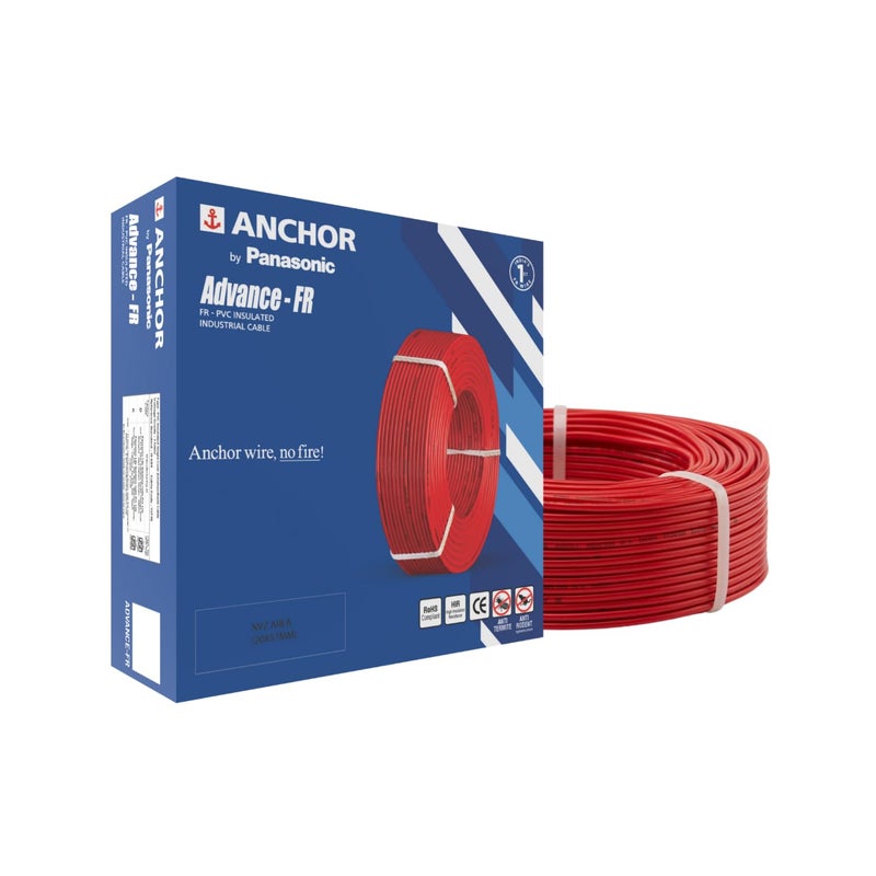 Anchor Anchor by Panasonic Advance FR Electric Wire 4 sq mm PVC Insulated Copper Wire for Home Wiring 90 Meter Electric Wire Cable for Industrial and Domestic Connections Red 27426RD  - Image 1