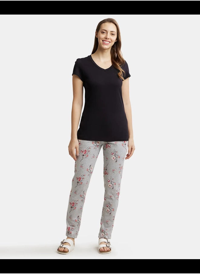 JOCKEY - Jockey RX12 Women's Micro Modal Cotton Relaxed Fit Solid V Neck Half Sleeve T-Shirt with Lace Trim On Sleeves - Image 1