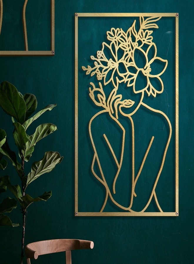 Glamativity 4 Pack Gold Wall Art Decor, Minimalist Single Line Real Metal Wall Art, Woman's Body Shape Abstract Wall Art (Gold Classic Style, 17 x 11.8'') - Image 2