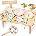 WINGYZ Kids Drum Set 9in1 Montessori Toys for 13 Year Old Wooden Musical Instruments for Toddlers Baby Musical Toys with Drums Xylophone Helps HandEye Coordination Gift for 13 Boys Girls - Image 2