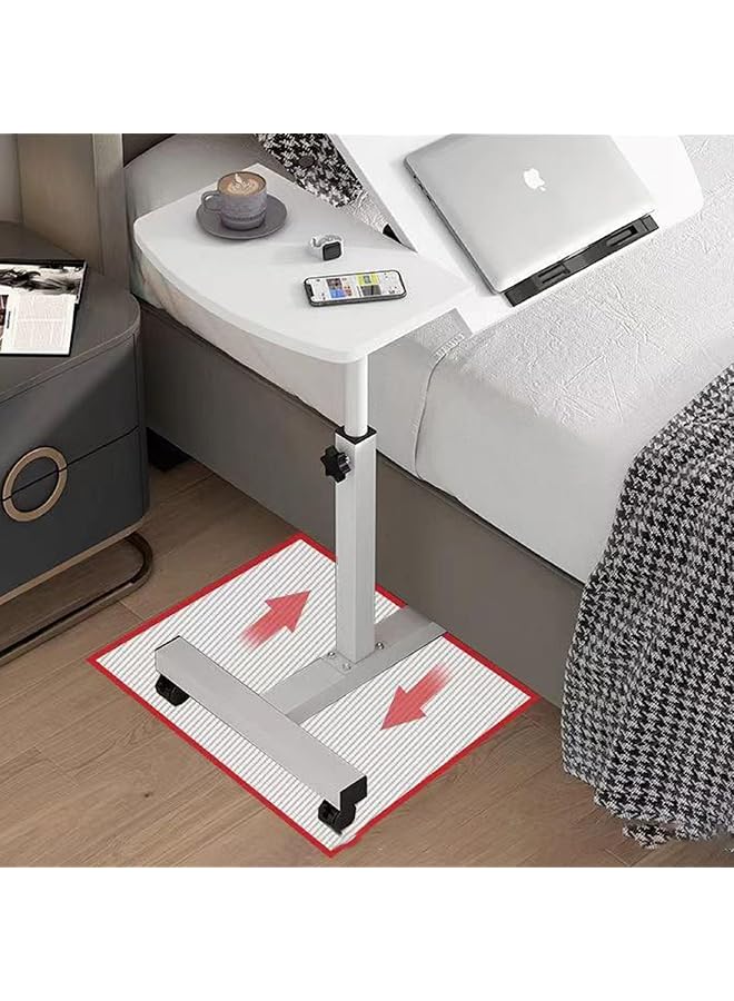 إيروريكس طاولة كمبيوتر بجانب السرير قابلة لتعديل الارتفاع، عربة محمولة متحركة، مكتب كمبيوتر محمول محمول للأريكة بجانب السرير والمكتب المنزلي باللون الأبيض - Image 2