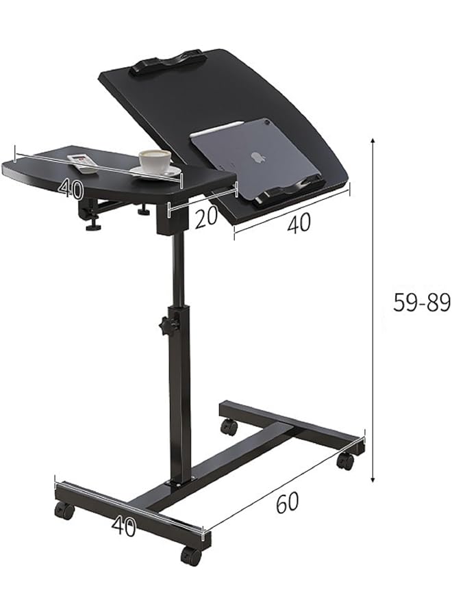 إيروريكس طاولة كمبيوتر بجانب السرير قابلة لتعديل الارتفاع، عربة محمولة متحركة، مكتب كمبيوتر محمول محمول للأريكة بجانب السرير والمكتب المنزلي باللون الأبيض - Image 3