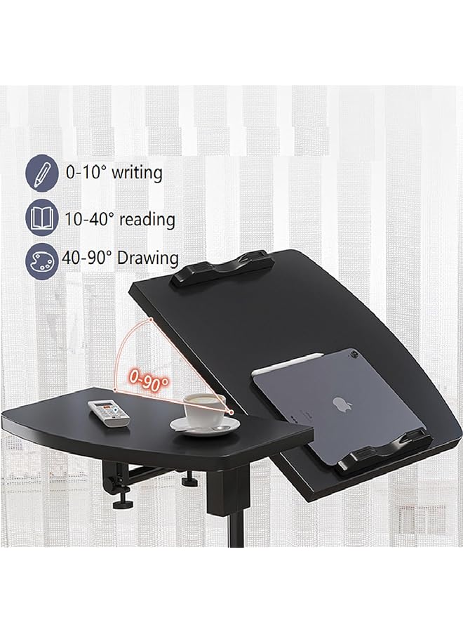 إيروريكس طاولة كمبيوتر بجانب السرير قابلة لتعديل الارتفاع، عربة محمولة متحركة، مكتب كمبيوتر محمول محمول للأريكة بجانب السرير والمكتب المنزلي باللون الأبيض - Image 4