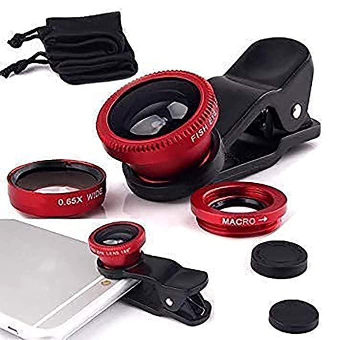 Generic New 3IN1 Len-s 091L Mobile Camera Photo 35 MM Le-ns; Fisheye Len-s; Wide Angle; Macro Len-s with Clip Holder for All Smartphones (Multicolor) - Image 1