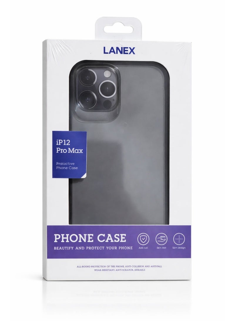 Lanex Slim Shockproof Protective Case for iPhone 12 Pro Max (6.7") - Translucent Frosted Back with Skin Feel - Smoke Grey - Image 5