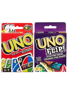 Uno Casa Mattel Uno Wild and Uno Flip Card Games Combo Pack Card Game for Kids, Adults & Family Parties & Travel with Extra Cards  - Image 1