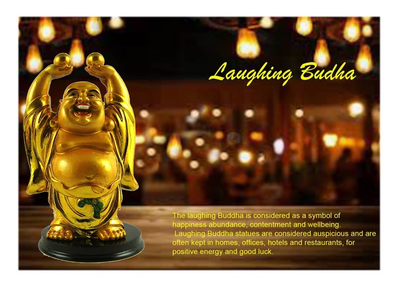 eshoppee Laughing Buddha for Health Wealth Money and Good Luck, Laughing Budha with Wealth Ball - Image 2