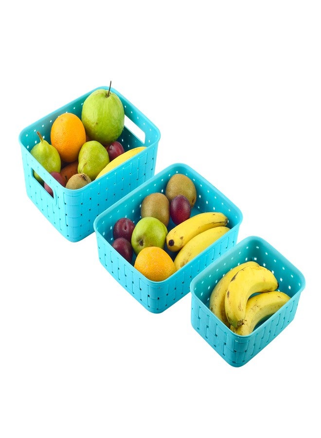 Pamirate Smart Baskets for Storage, Set of 3, Sky Blue - Image 1
