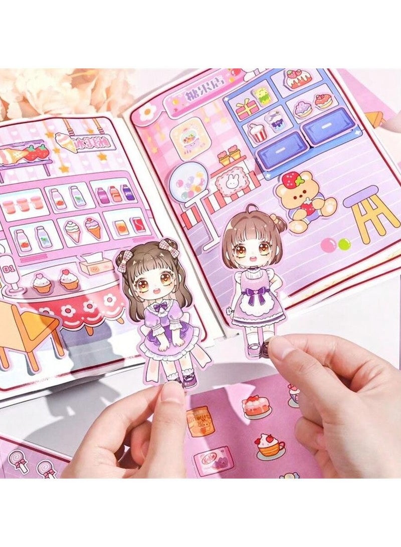 كتاب ملصقات مشغول يدوي الصنع DIY – كتاب هادئ تفاعلي للأطفال – ألبوم مشاهد الطعام والمنزل ممتع وتعليمي – لا حاجة للقص – يعزز الإبداع والتركيز والتنسيق بين اليد والعين – هدية مثالية للفتيات - Image 2