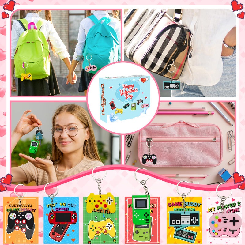 Eruner Valentines Day Gifts for Kids Classroom,30 Pack Valentines Cards for Kids with Video Games Keychains,Fun Classroom Exchange Valentines Day Gifts Party Favors Prizes for Boys Girls - Image 5