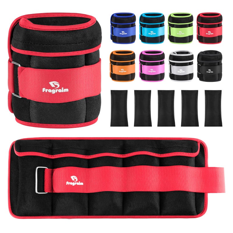 Fragraim Adjustable Ankle Weights 1-10 LBS Pair with Removable Weight for Jogging, Gymnastics, Aerobics, Physical Therapy, Resistance Training|Each 1-5 LBS, Total 10LBS, Red - Image 1