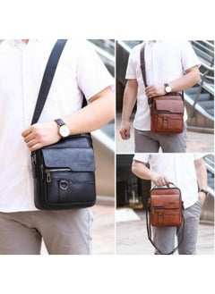 Jeep Buluo Men's Messenger Bag Leather Crossbody Sling Bag Business Tote Brown  - Image 2