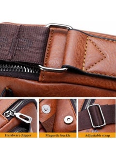 Jeep Buluo Men's Messenger Bag Leather Crossbody Sling Bag Business Tote Brown  - Image 4