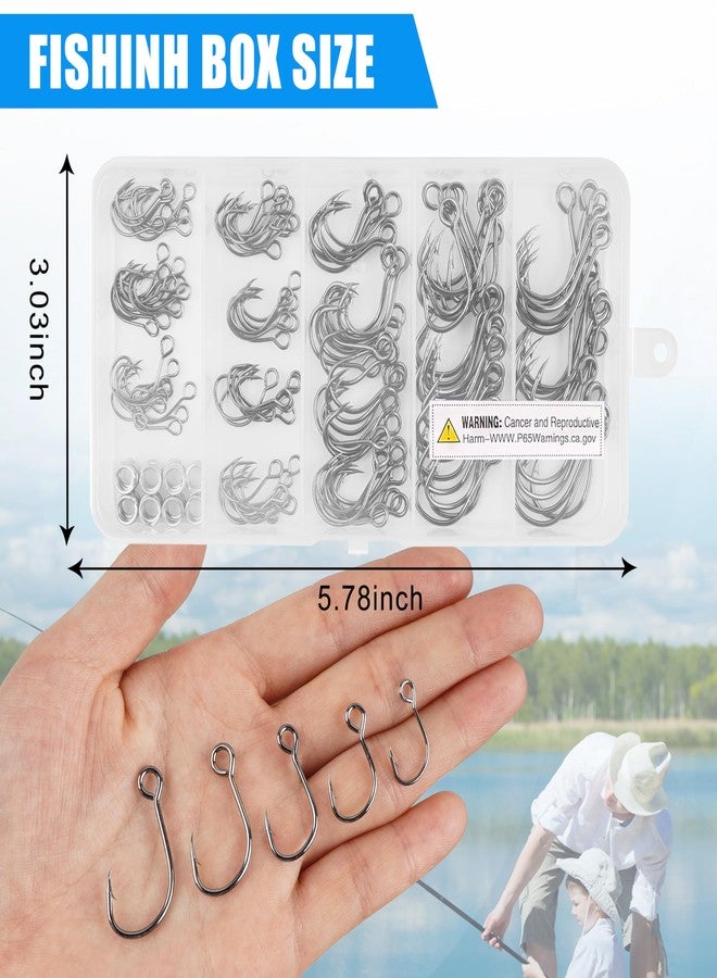 FUSIGO Inline Single Hooks Kit Single Replacement Fishing Hooks for Lures Baits Large Eye Inline Circle Hooks with Split Rings Freshwater Saltwater Fishing Tackle - Image 5