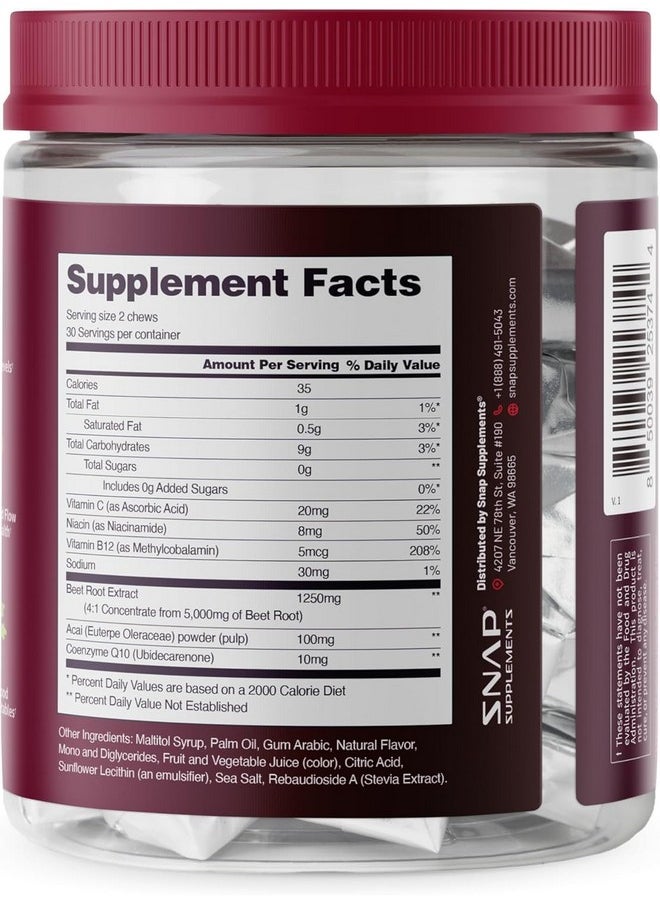 SNAP SUPPLEMENTS Snap Supplements Heart Beets, USDA Organic Beet Root Powder, 3-in-1 Cardiovascular Superfood, Support Healthy Blood Pressure and Heart Health, 250g (Chews)  - Image 4