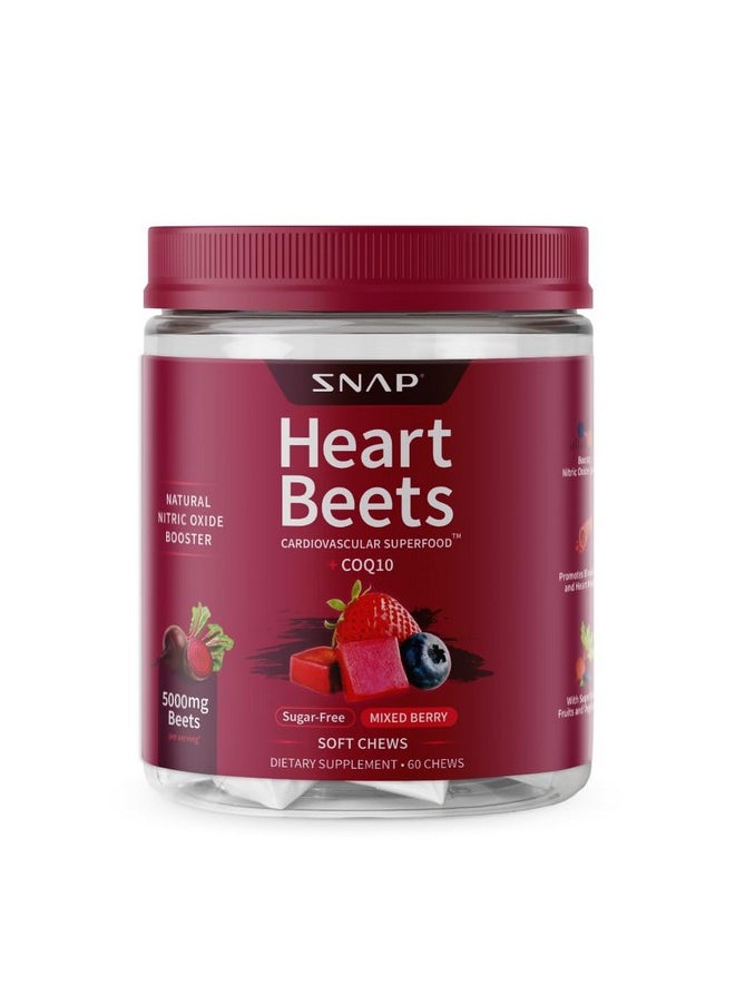 SNAP SUPPLEMENTS Snap Supplements Heart Beets, USDA Organic Beet Root Powder, 3-in-1 Cardiovascular Superfood, Support Healthy Blood Pressure and Heart Health, 250g (Chews)  - Image 1
