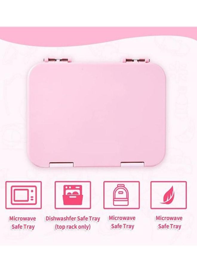 Captaintech Children's Bento Lunch Box with 6 Compartments - Leak Proof Lunch Box for Boys，Girls，BPA-Free，Microwave Dishwasher Safe，Lunch Box for School (Pink)  - Image 4