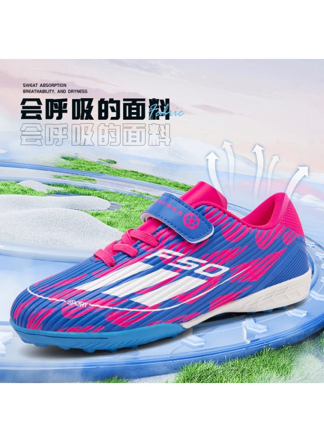 2588 Blue Powder Elementary School Students Velcro Junior High School Girls' Shoes Adult Women Children's Professional Football Shoes Broken Nails Training Boys