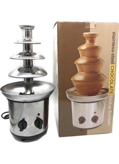 Stainless Steel 4 Tiers Chocolate Fountain Machine 1.8Kg Capacity Chocolate Fondue Waterfall Melting Tower, Adjustable Temperature, Quick Set