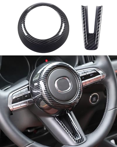 Birbenben for Mazda CX50 Mazda 3 CX30 Steering Wheel Protective Trims Cover Sporty Carbon Fiber Style Interior Accessories for Mazda CX50 CX 50 2023 2024 2025 Mazda 3 CX30 CX 30 20202024
