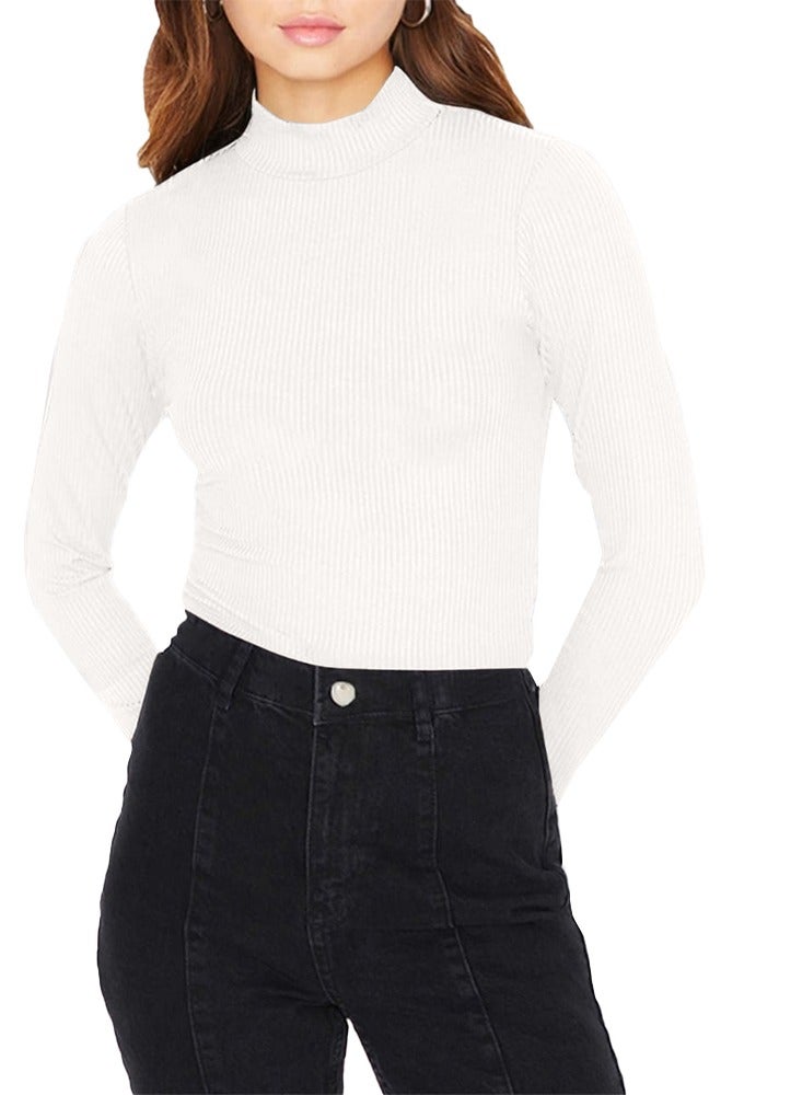 نايلتون تي شيرت حريمي مضلع اكمام طويلة - توب مضلع متماسك - Image 1