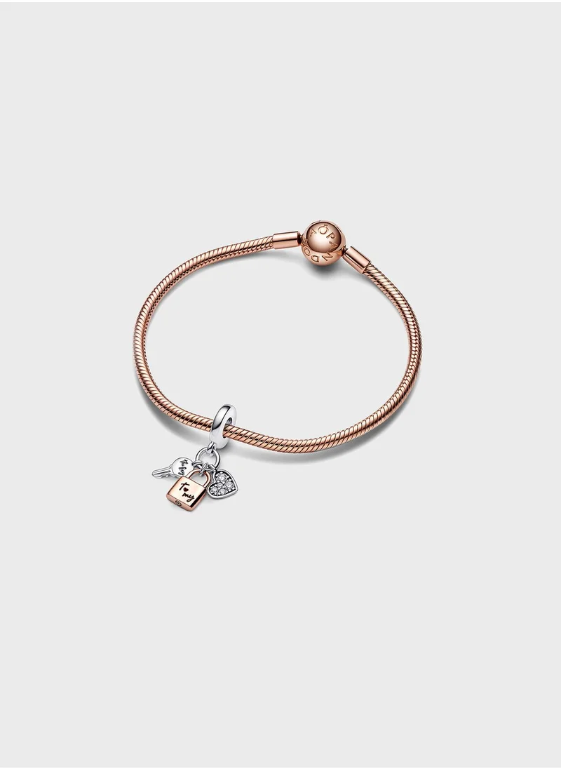 PANDORA Two-Tone Key, Padlock & Heart Triple Dangle Charm