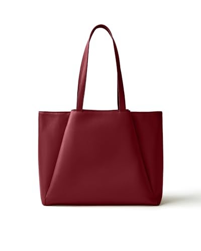 Apryl Laptop Tote Bag for Women 156 Inch Large Work Bags with Zip Compartments PU Leather Office Purse Computer Briefcase Burgundy - Image 1