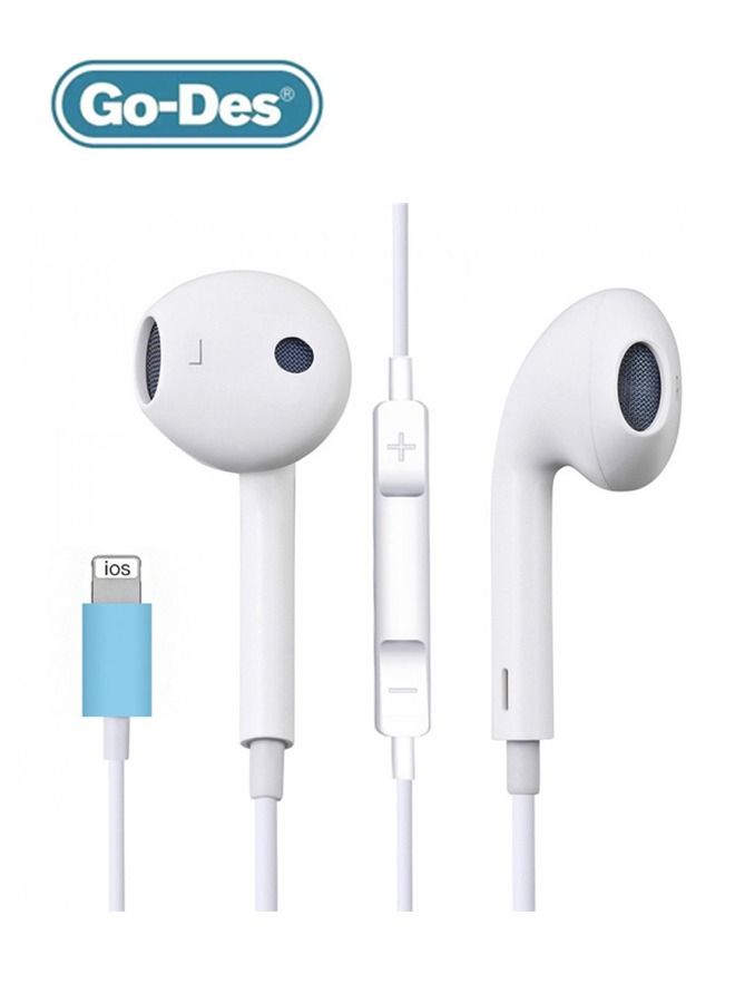 جو-ديز سماعة أذن Go-Des مع موصل Lightning GD-EP105 - أبيض - Image 1
