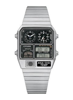 Hexagon Shape Analog & Digital Stainless Steel Wrist Watch JG2101-78E - 36mm - Silver