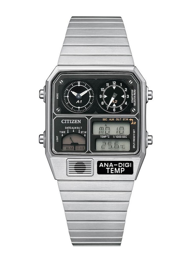 CITIZEN - Hexagon Shape Analog & Digital Stainless Steel Wrist Watch JG2101-78E - 36mm - Silver - Image 1